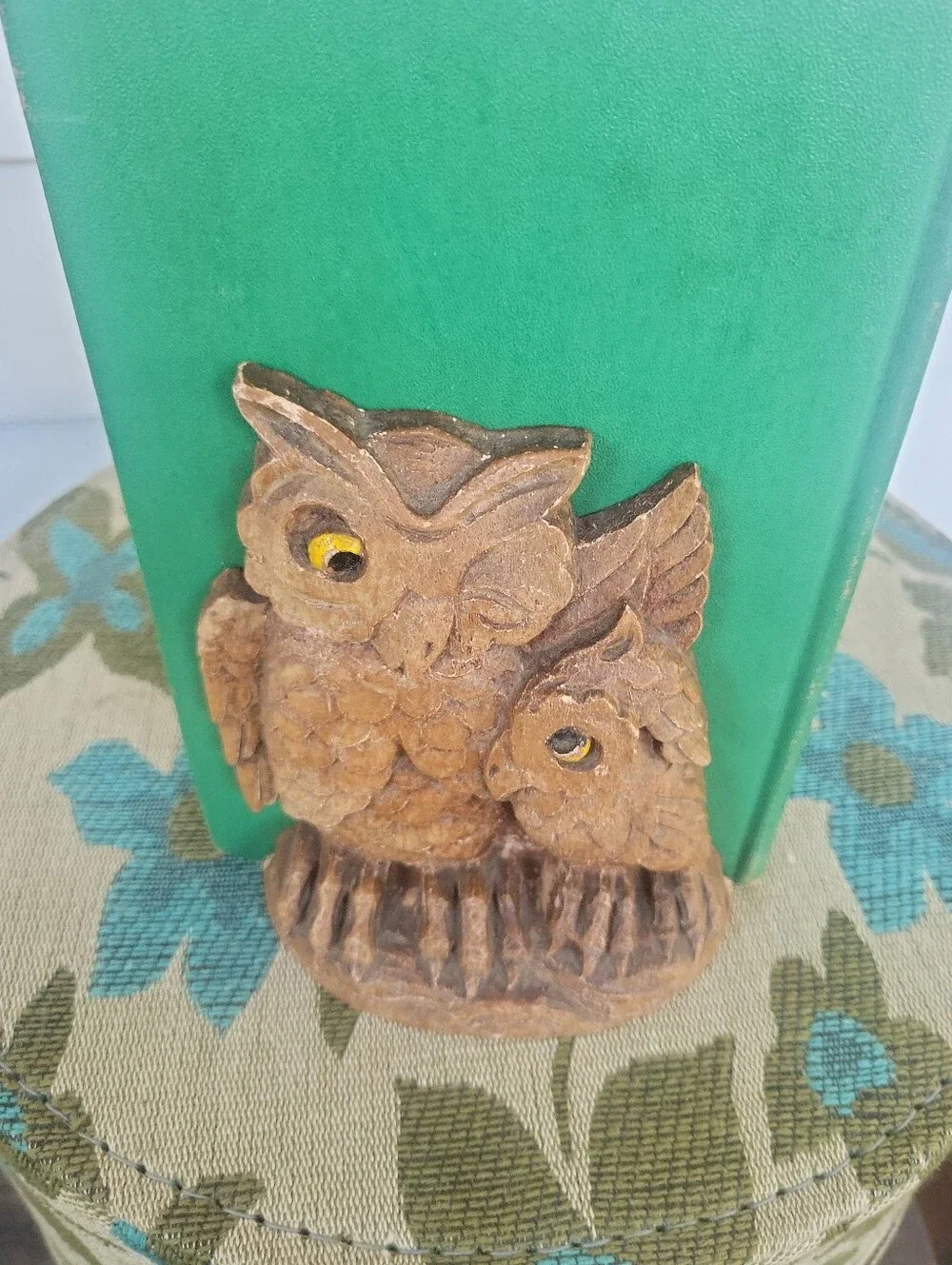 Vintage 70's Hand-Carved Soap Stone Owl Bookends